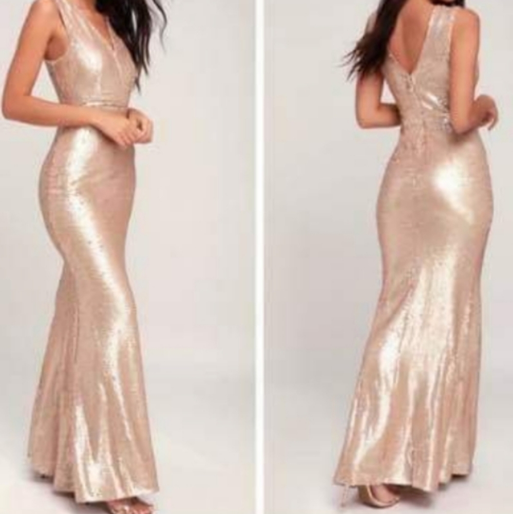 NWT Lulus Lustrous Love Dress Maxi Gown Prom